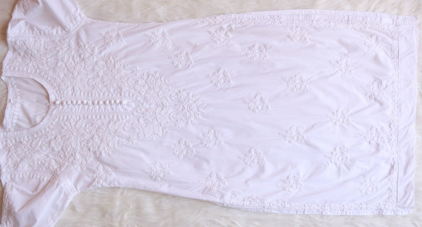 Aayat White Rose Cotton Kurta