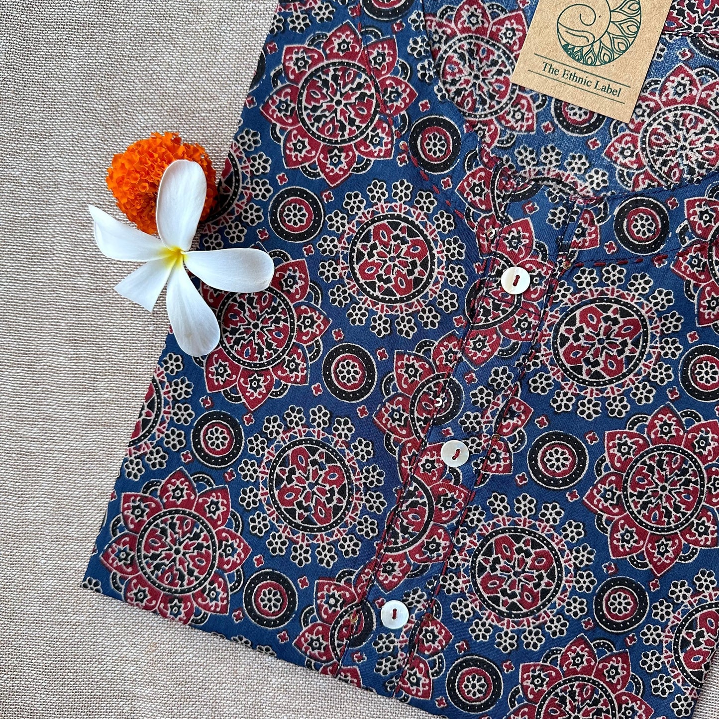 "Roshan" Ajrakh Hand Block Printed Cotton kurta