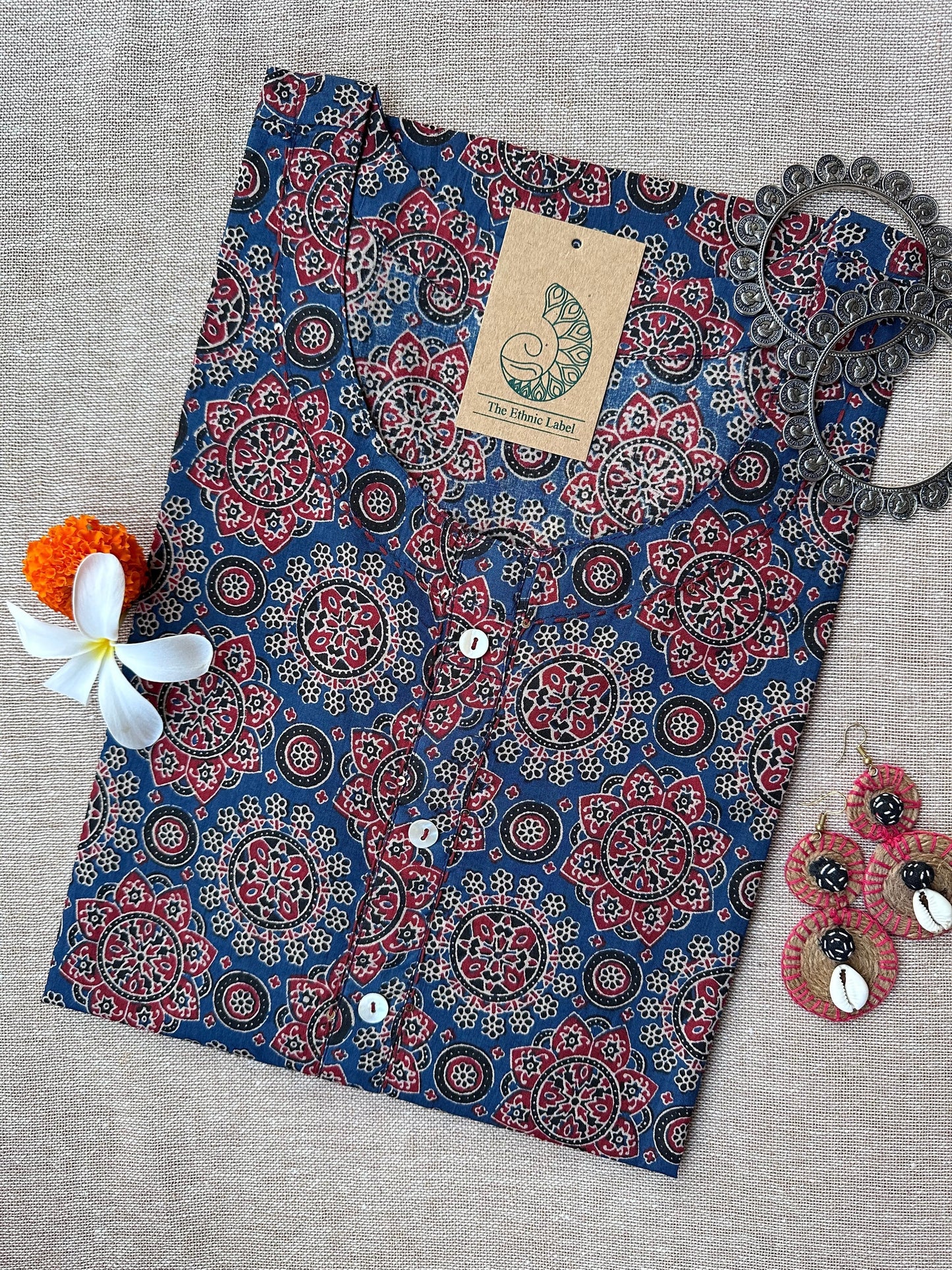 "Roshan" Ajrakh Hand Block Printed Cotton kurta