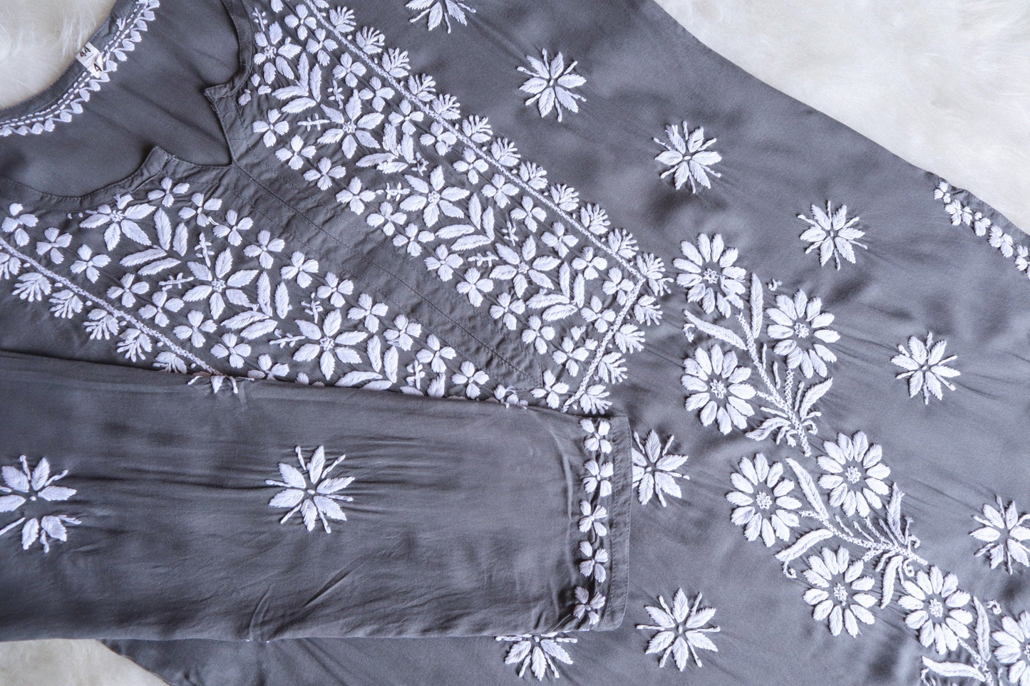 Saira Pastel Grey Long Modale Kurta