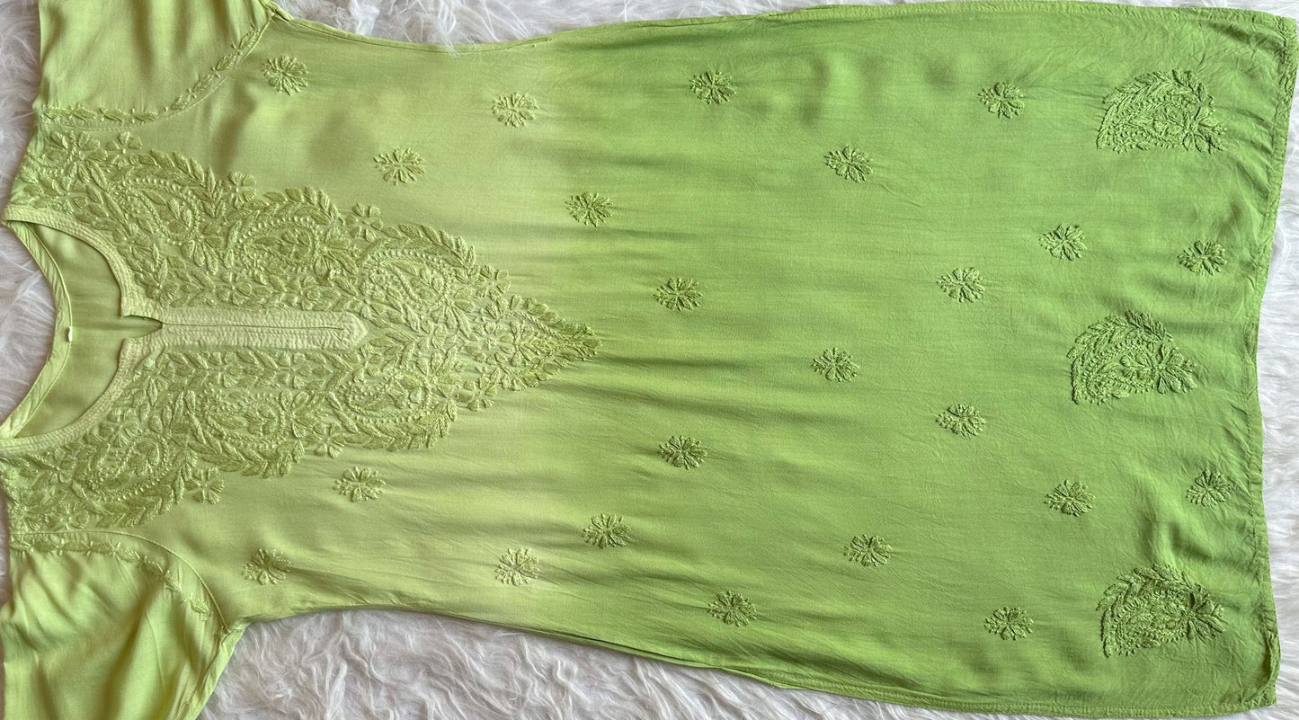 Alysha Pastel Green Ombre Long Rayon Kurta