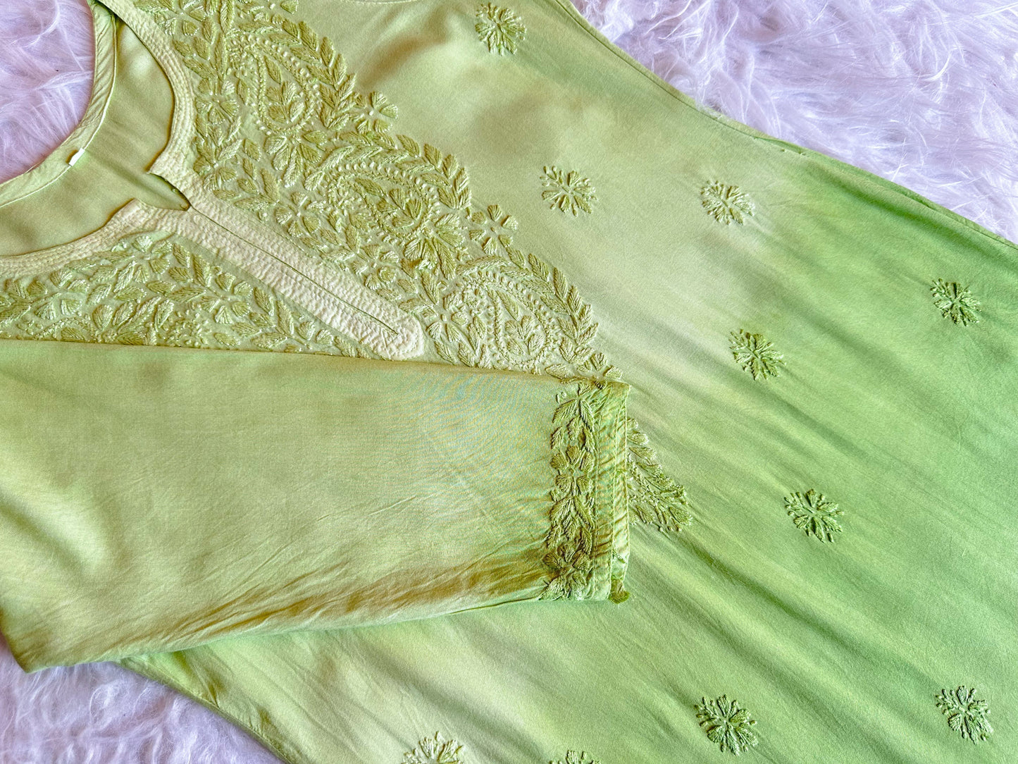Alysha Pastel Green Ombre Long Rayon Kurta