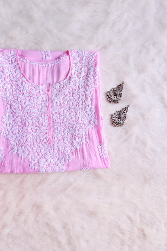 Safaa Baby Pink Long Modal Kurta