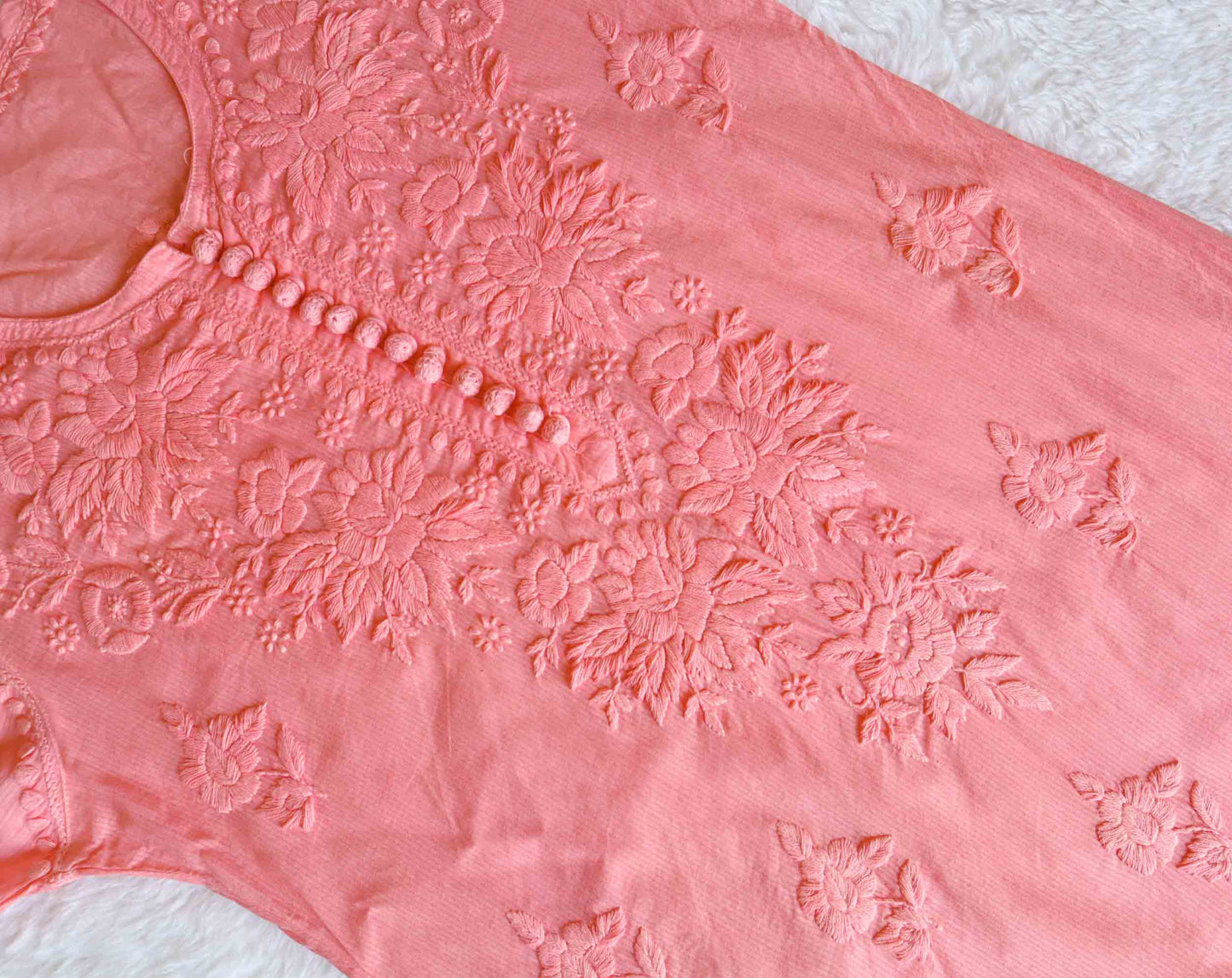 Aayat Peach Cotton Kurta