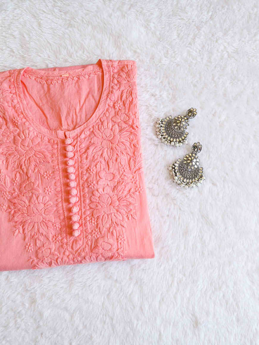 Aayat Peach Cotton Kurta