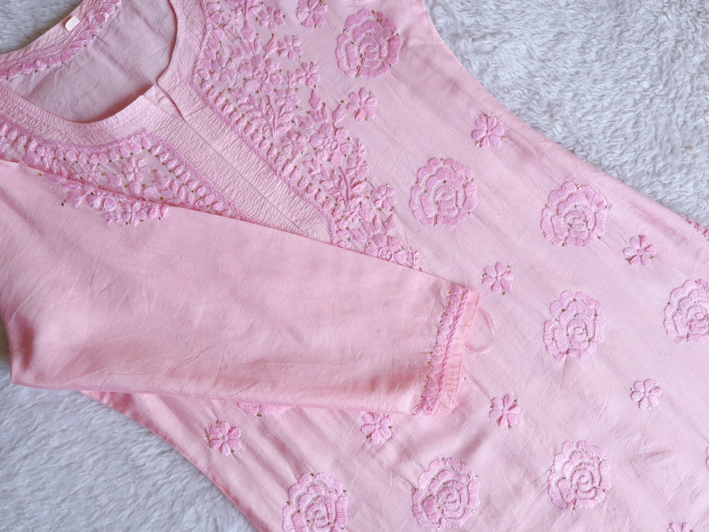 Hoor Baby Pink Chanderi Mukaish Kurta