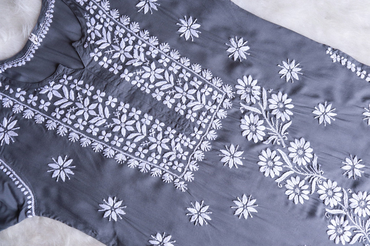 Saira Pastel Grey Long Modale Kurta