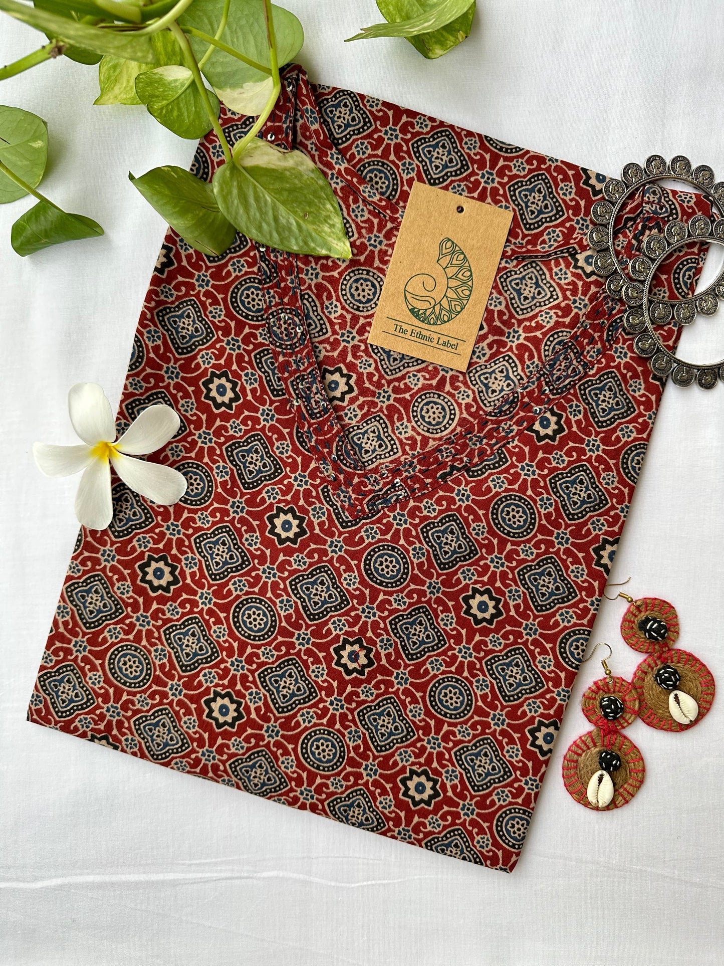 "Aiza" Ajrakh Hand Block Printed Cotton kurta