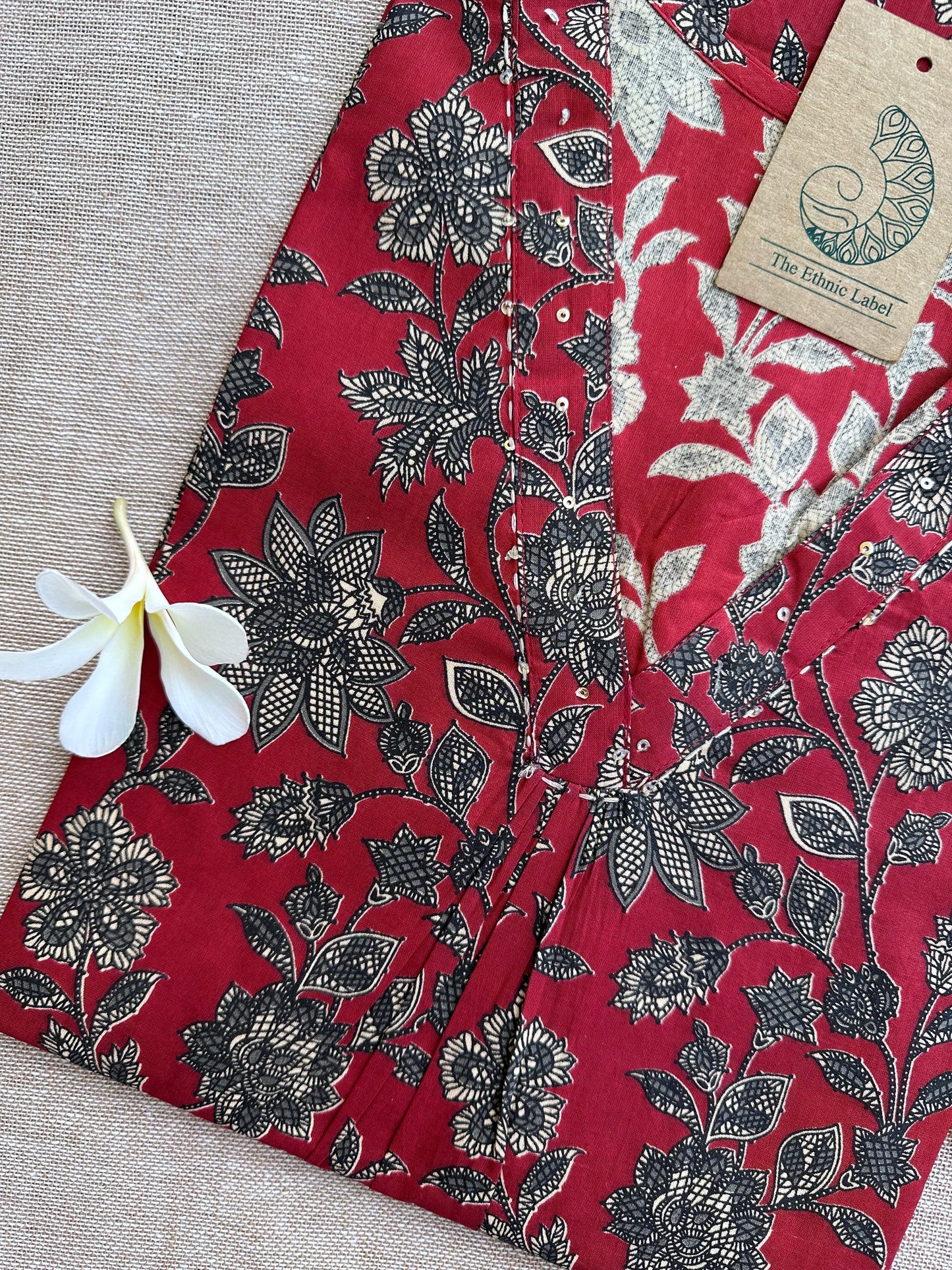 Karaj Bagru Red Cotton kurta