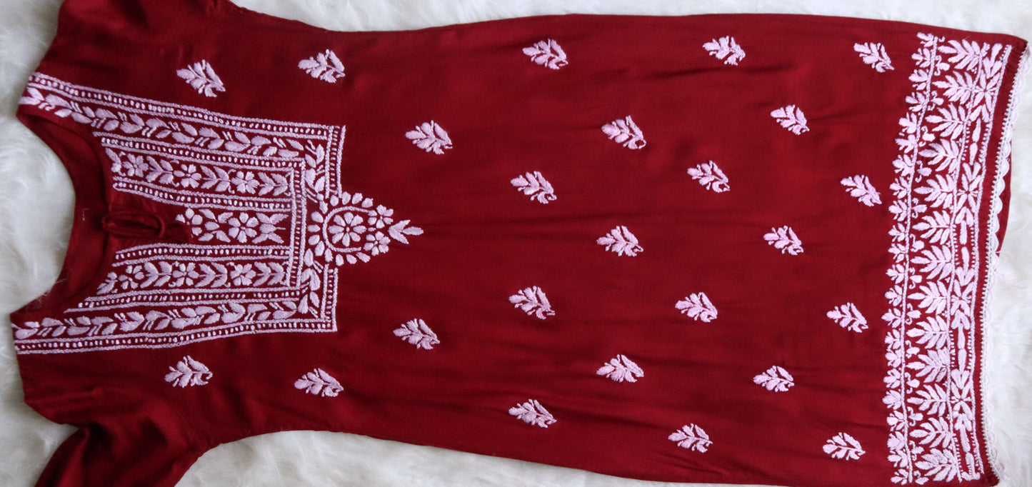 Alina Maroon Long Rayon Kurta