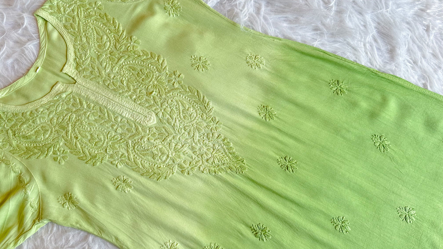 Alysha Pastel Green Ombre Long Rayon Kurta