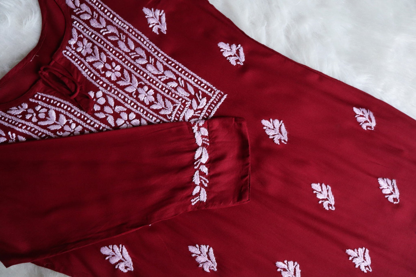 Alina Maroon Long Rayon Kurta