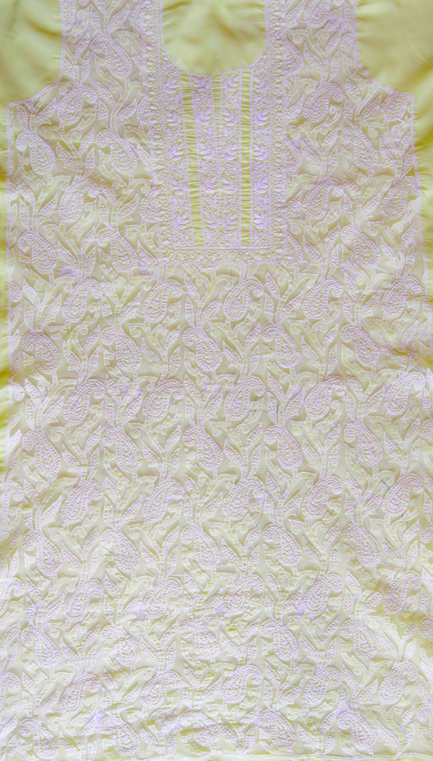 Lime Green Cotton Cutwork Unstitched Kurta piece