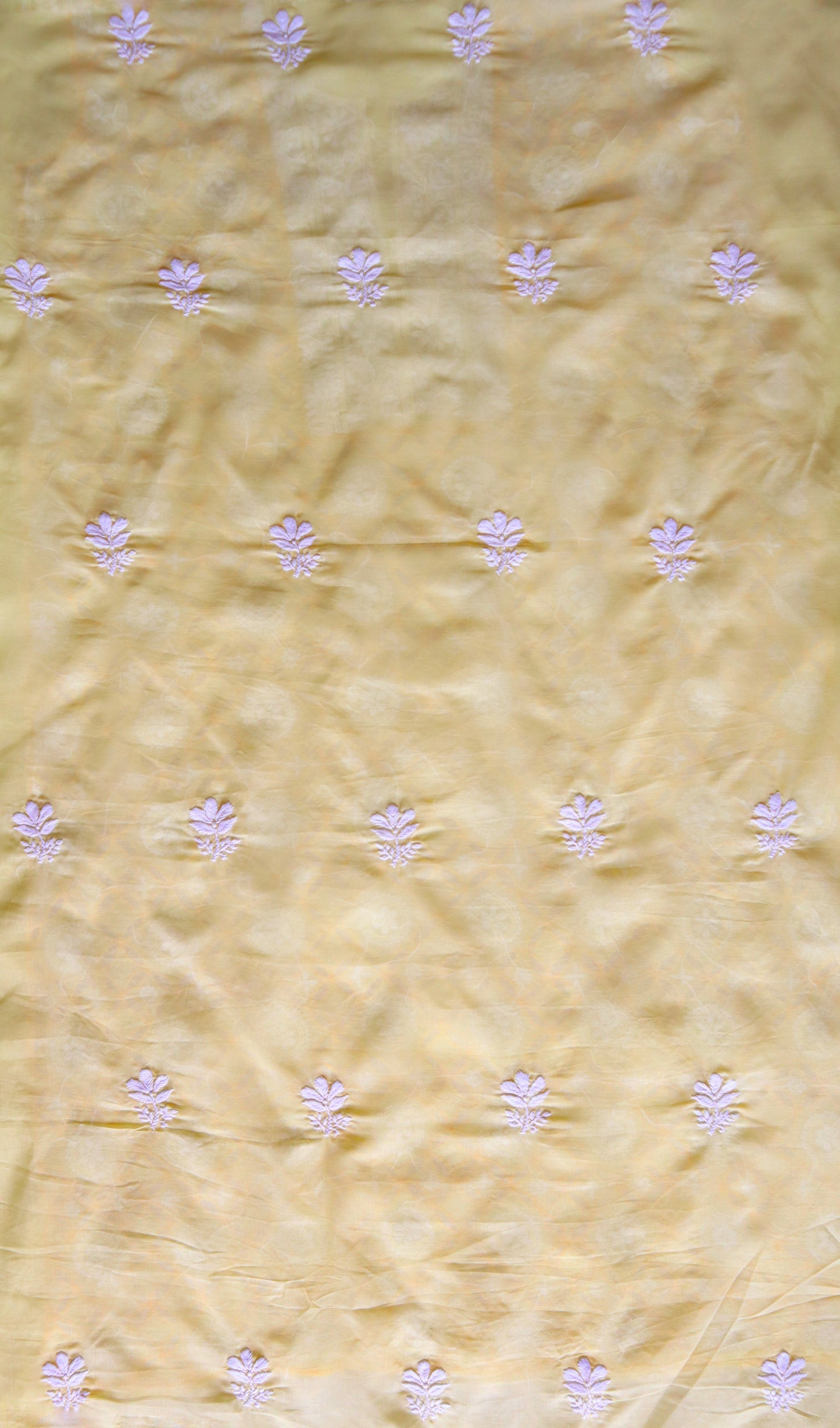 Pastel Yellow Cotton Cutwork Unstitched Kurta piece